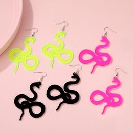 Dangle Earrings Stylish Punk Fashion Snake Spiral Drop Fuchsia Yellow Black Candlelight Design Crystals Jewelry For Women Brincos