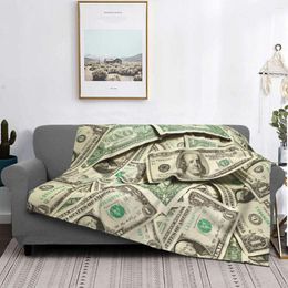 Blankets Money Dollars Blanket Currency Cash Plush Thick UltraSoft Flannel Fleece Throw For Bedding Bedspread Velvet Picnic Art