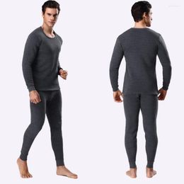Men's Tracksuits Men Winter Fleece Lined Warm Long Sleeve Top Bottom Trouser Underwear Set XIN-