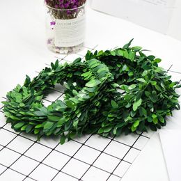 Decorative Flowers 7.5M Artificial Silk Green Leaf Wire Rattan Outdoor Garden Decoration Wedding DIY Wreath Weaving Accessories