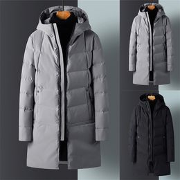 Men Winter Lengthened Padded Jacket Parka Long Section Warm Thicken Jacket Outwear Windproof Coat Hooded Plus Size 220912