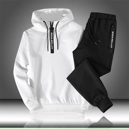 Mens Tracksuits Sets Tracksuit Men Autumn Winter Hooded Sweatshirt Drawstring Outfit Sportswear Male Suit Pullover Two Piece Set Casual 220909