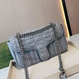 Marmont Designer Bags Thick Chain women's Shoulder Bag High Quality Handbag soft leather Classic Letters Silver Hardware Hasp Newest Style 2022