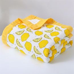 Blankets Swaddling Summer Four Layers Bamboo Fiber Muslin Swaddle Baby Wrap for born Thin Air Condition Blanket Bath Towel 220829