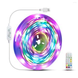 Strips USB Powered LED IP20 Waterproof RGB Color Changing Light Strip 5V Bluetooth-compatible App Remote Control String Lamp Home El