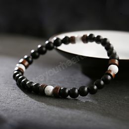 Charms Black White Beads Bracelet For Men Women Natural Stone Beaded Bracelets Homme Yoga Healing Mens Jewelry Gift