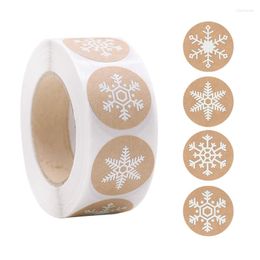 Gift Wrap 500pcs/roll Christmas Snowflake Kraft Paper Sticker Candy Cookie Pakage Lable Year