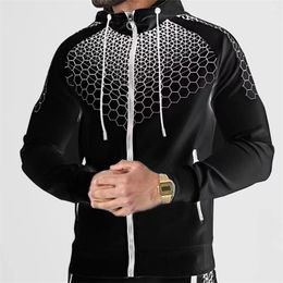 Mens Tracksuits Mens Spring And Autumn Highquality Fashion 3d Sportswear Suit Longsleeved Zipper Hoodie 220909