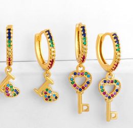 Jewellery Earrings Cubic Zirconia key gold Colour CZ Crystal Ear Clips No Pierced earrings for women Jewellery d45