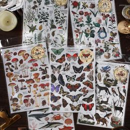 Gift Wrap 1pcs/pack Mushroom Retro Forest Plant Stickers Aesthetic Flower Leaf Scrapbooking Stationery School Supplies Large