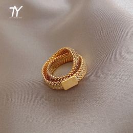 Design Sense Gold Colour Snake Bone Chain Double Layer Rings For Woman 2022 New Korean Jewellery Party Fashion Girl's Unusual Rings