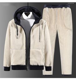 Men's Hoodies 2022 Warm Hoodie Sets Winter Men Set Velvet Thick Two Pieces Fleece Mens Track Suit Jacket Pants Big Size 8XL