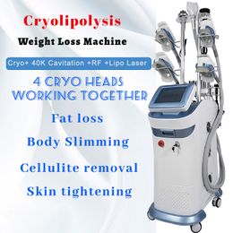 Vacuum Therapy Fat Freezing Cryolipolysis Slimming Machine 4 Cryo Heads Working Together Weight Loss Cryotherapy Stand Equipment