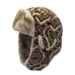 Berets Winter Men Warm Lei Feng Hat Fluffy Faux Fur Earmuffs Outdoor Trapper Cold Anti Snow Cap Headwear Bonnet