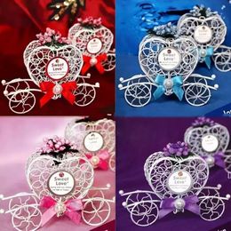 Heart-shaped Metal White Gift Wrap Carriage Candy Chocolate Box Girls Princesses Birthday Party Sweets Box Wedding Favours Decor 912