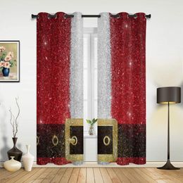 Curtain Christmas Santa Claus Belt Curtains For Bedroom Living Room Drapes Kitchen Children's Window Modern Home Decor