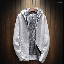 Men's Sweaters Knitted Sweater Men Zipper Baseball Stand Collar Knitwear Sweatercoat Casual Hooded Coat Casaco Masculina