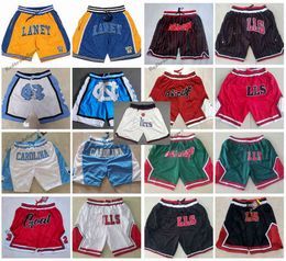 Vintage Just Don Basketball Shorts Michael 23 GOAT ney High School North Carolina Tar Heels college Pocket Pants Red Bck White Mens Zipper Stitched S-XXL