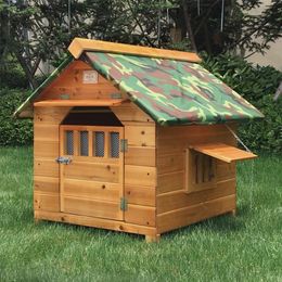 kennels pens Outdoor Solid Fir Wood Dog House Kennel Waterproof Leakproof Dog Cage for Small Medium Large Dogs Cats House with Door Window 220912