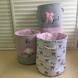 Storage Baskets Pink Laundry Basket Organizer Pink Toys Organizer Case For Girls Room Dirty Clothes Container Home Storage Sundries Folding Bag 220912