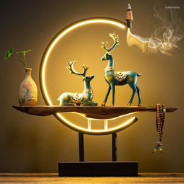 Fragrance Lamps Modern Peace Incense Burner Wood With Light Luxury Backflow Holder Air Freshen Decoration Zen Porta Incienso Home Decor