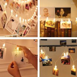 Strings DCOO 20LEDs Warm White String Light Battery Operated Transparent Garland Card Po Clips Party Wedding Home Decoration Lighting