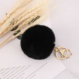 Fluffy Faux Rabbit Fur Ball Key Rings Women Girls Car school Bag Cute Pompom Key Chain 15 Colors 8CM Jewelry accessories