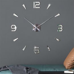 Wall Clocks DIY 3D Large Modern Design Sticker Home Decor Living Room Silent Acrylic Mirror Big 220909