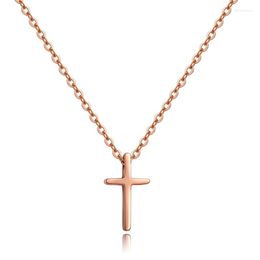 Choker YUN RUO Fashion Brand Woman Jewellery Rose Gold Silver Colour Cross Pendant Necklace 316 L Stainless Steel High Polish