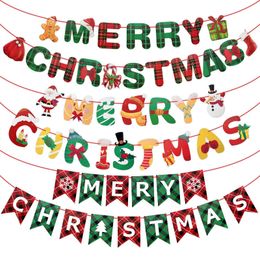 Christmas Decorations Merry Paper Banner Garland Xmas for Home Santa Ornament Hanging Flag Navidad Year Party Supplies 220912