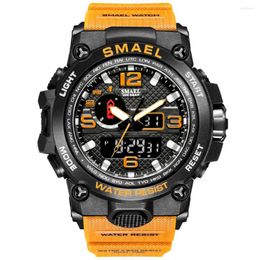 Wristwatches Watches For Men 50M Waterproof Clock Alarm Reloj Hombre 1545D Dual Display Wristwatch Quartz Military Watch Sport Mens