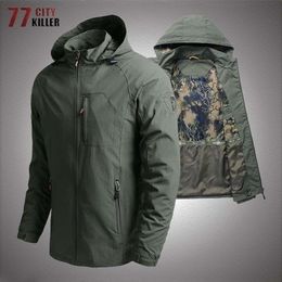 Mens Jackets Military Waterproof Hooded Jacket Men Spring Autumn Outdoor Breathable Tactical Windbreaker Coats Pilot Windproof Bomber Clothes 220912