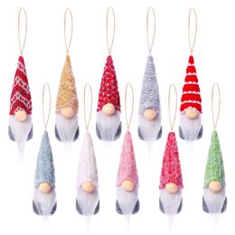 5 PCS/Lot Christmas Tree Hanging Gnomes Ornaments Handmade Swedish Tomte Decoration Plush Scandinavian Santa Elf XBJK2209