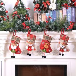 Christmas Decorations Stockings Socks Snowman Santa Elk Bear Printing Candy Gifts Bag Fireplace Xmas Navidad Tree Year 220912