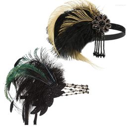 Party Supplies Charleston Feather Headbands Green Yellow Beaded Fringed HeadPiece Flapper Dress Accessories Cosplay Great Gatsby Costume