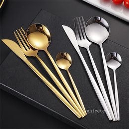 4 Piece/Set Gold / silver color Stainless Steel Dinnerware Sets Knife Fork Teaspoon Cutlery Set Tableware SetLT018