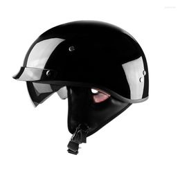 Motorcycle Helmets Sell Helmet Vintage Half Face Retro German Chopper Cruiser Gloss Black Cascos Para For Dot