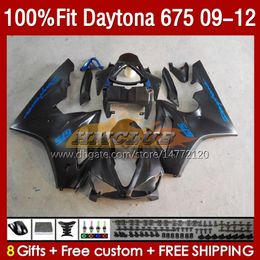 Injection mold Fairings For Daytona 675 675R 2009-2012 Bodys 150No.16 Daytona675 09 10 11 12 Bodywork Daytona 675 R 2009 2010 2011 2012 OEM Fairing Kit flat blue black