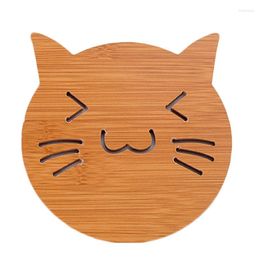 Table Mats Quickdone 1Pcs Wooden Carved Cup Styles Vintage Retro Cute Animal Hollow Kitchen Thicken Insulation Pads Bar HG0387