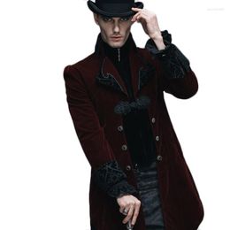 Men's Jackets Steampunk Winter Jacket Men Outwear Black Red Long Sleeve Men's Gothic Windbreakers Mens Softshell Court Royal Coats And