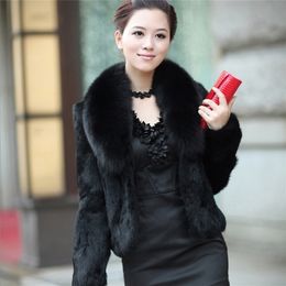 Women's Fur Faux Short Coats Coat High Waist Fashion Slim Black Wine Red White Jacket Fake Rabbit 220912