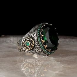 12 mm corte esmeralda verde esmeralda anillo de plata de ley 925 bonlavie hombre 6.85 ct 8 