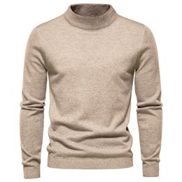 Mens Sweaters Autumn Winter Mens Mock Neck Sweaters Casual Solid Colour Warm Knitted Pullovers Men High Quality Pullover Sweater For Men 220912