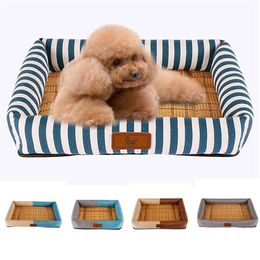 kennels pens Summer Dog House Bed Lovely Puppy Kennel Pet Cat Soft Cat Bed Durable Cool Non-slip Dog Pad Teddy Mat Puppy Kitten Pets Supplies 220912