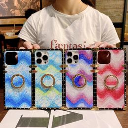 Square glitter Sequin wavy Phone Cases For iPhone 14 14Pro 13 12 11 bracket prevention shells