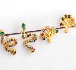 Jewelry Earrings Cubic Zirconia snake tree gold color CZ Crystal Ear Clips No Pierced earrings for women Jewellery dk46