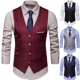 Men's Tracksuits S-6XL Business Suit Vest Formal Vests Men Solid Color Sliming Fit Single Buttons Male Waistcoat