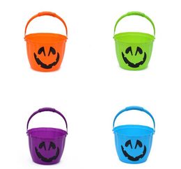 Halloween LED Portable Pumpkin Basket Trick Or Treat Colourful Children Toy Candy Storage Buckets Hallowmas Party Decorations SN4145