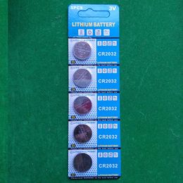 100pcs per lot CR2032 3v button cell batteries Super Power Coin cells for PCB 5pcs per blister card