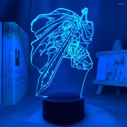 Night Lights Manga 3d Lamp Berserk Guts Figure For Children's Room Decor Light Kids Bithday Gift Anime Led Bedroom